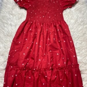 Red puff sleeve dress